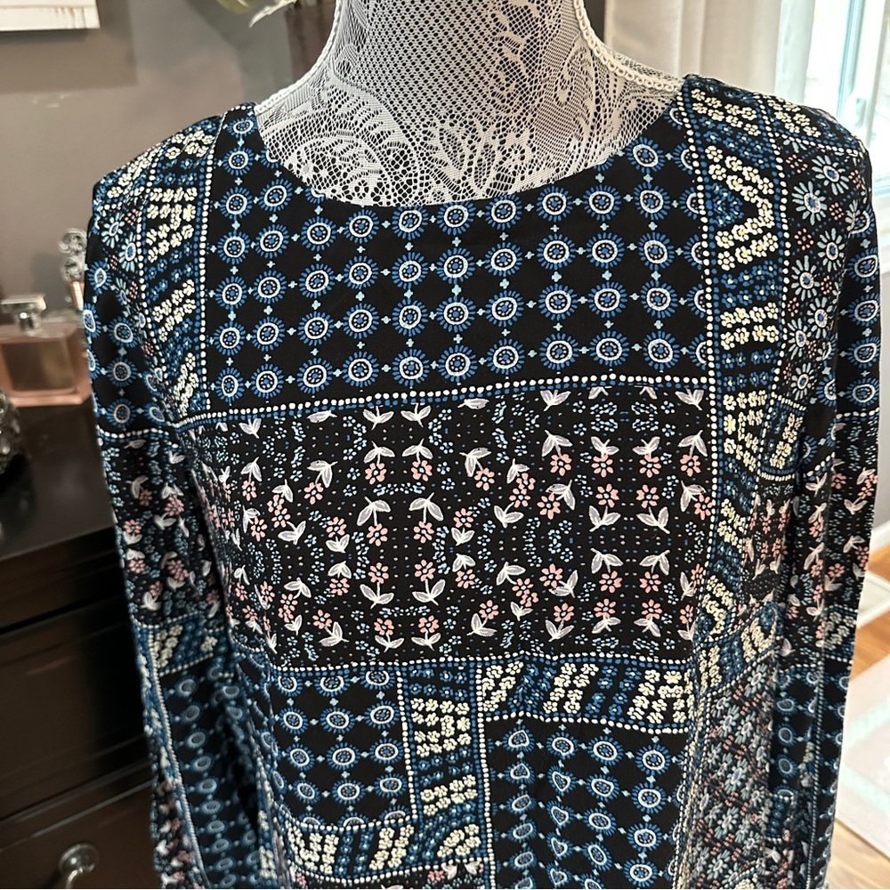 LOFT Eclectic Grandpa Patchwork Floral Long Sleeve Mini Dress Size 6 - Picture 3 of 16